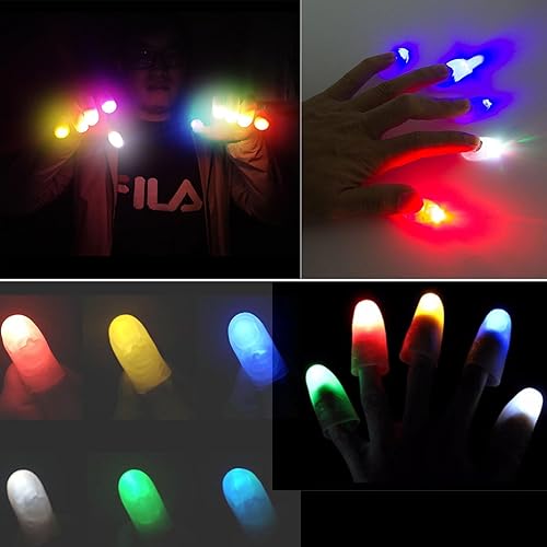 Miniatura 3 de sumrica Luces LED mágicas para dedos, trucos pulgares para actuar, lámpara mágica de Halloween, dedo falso truco de magia (amarillo, junior, 3