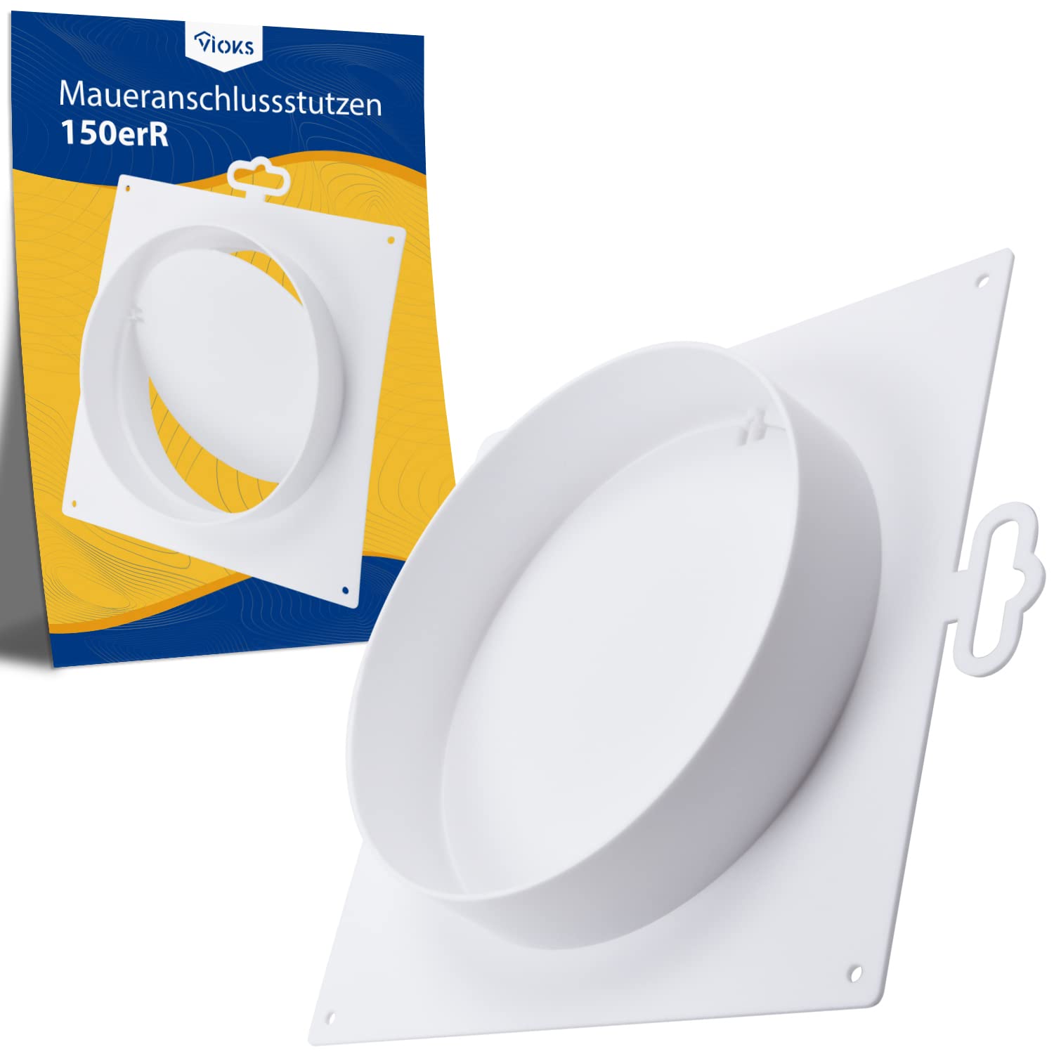 Wall connection socket 150 with backflow valve and round connection system