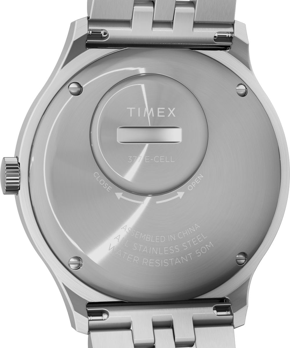 Timex Męski analogowy zegarek kwarcowy z paskiem ze stali nierdzewnej TW2W22500, Srebrny, bransoletka
