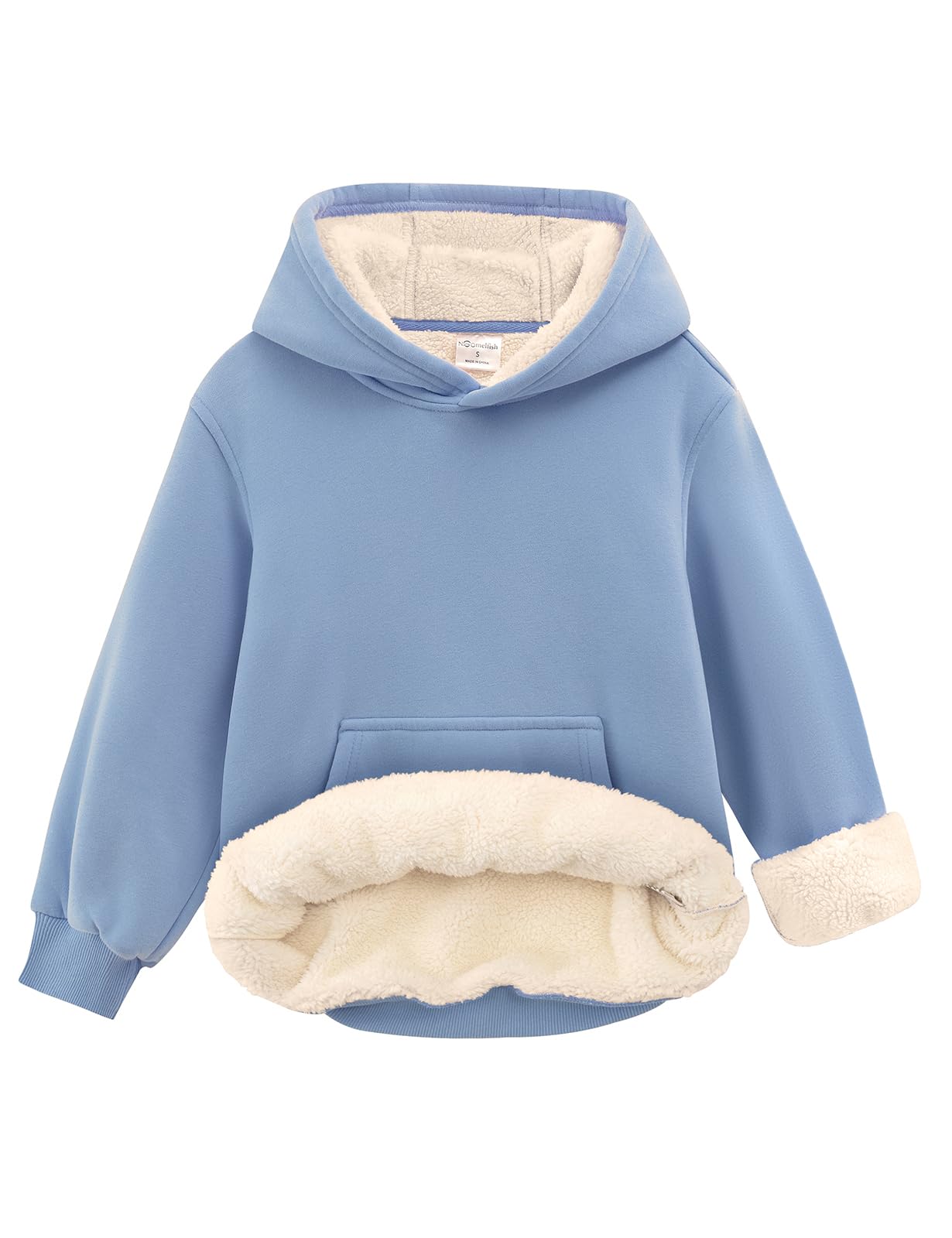 Noomelfish Warmer Fleece-Hoodie für Mädchen, Sherpa-Futter, Winterpullover mit Kapuze (5–12 Jahre)