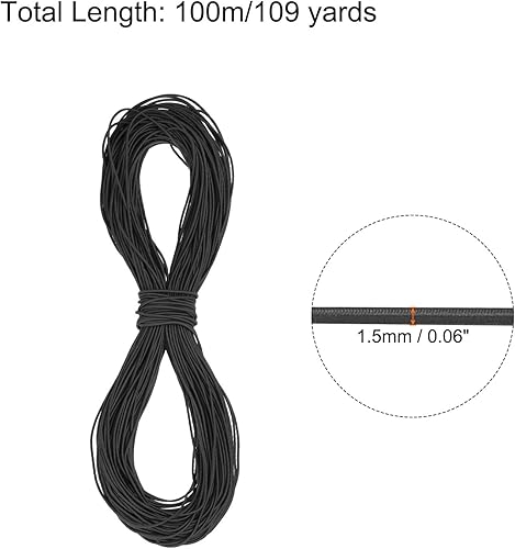 Vista 308 de PATIKIL Cuerda elástica elástica de 1/8 pulgadas, 11 yardas (0.118 in x 32.8 ft), color verde militar para manualidades, correas de gancho