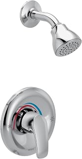 Moen Chateau Chrome Shower Trim Kit with Single Function Showerhead and Lever Handle, Posi-Temp Valve Included, L23552