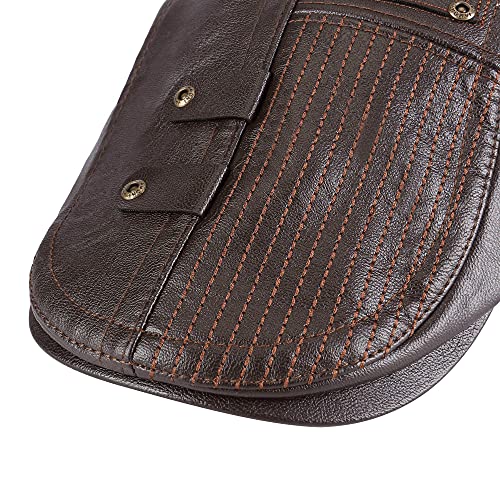 Newsboy Hats For Men Pu Leather Irish Flat Cap Fitted Ivy Hat Retro 1920S Gatsby Hat Mens Beret Cap Hunting Hat Brown #TOP5