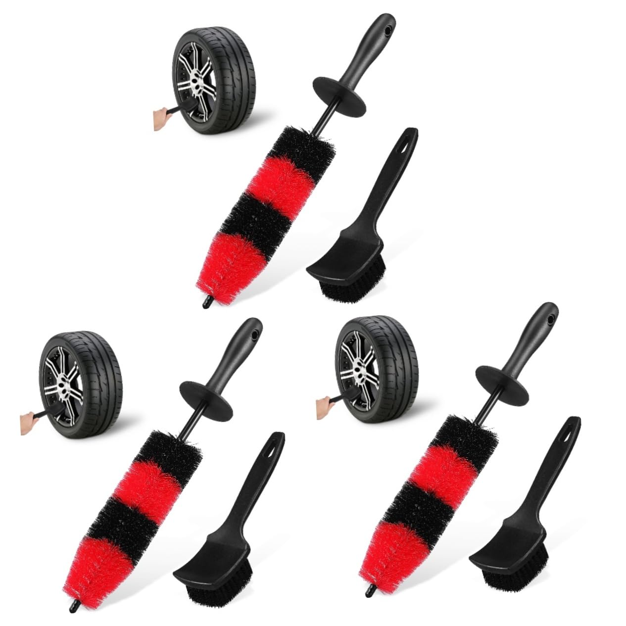GLEAVI 3sätze Reifenbürsten Auto Reinigungsbürsten Für Felgen Und Reifen Ergonomisches Design Biegsamer Kopf Strapazierfähige Borsten Für Effektive Reinigung Für Autopflege