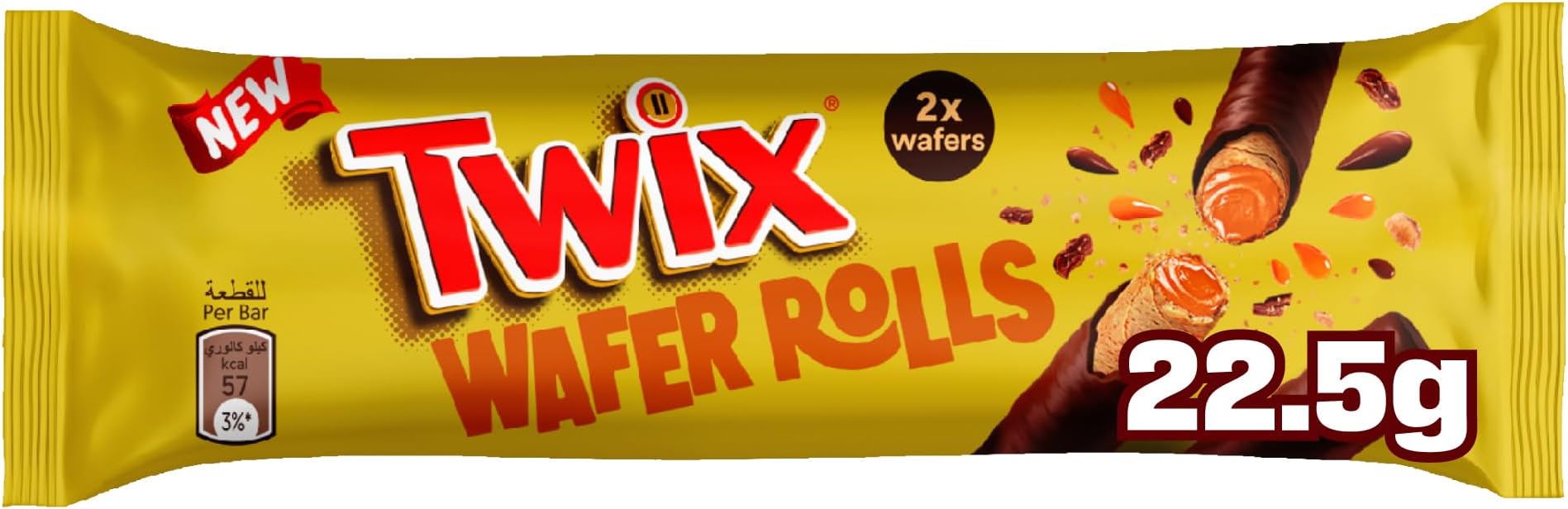 Wafer Rolls Chocolate, 22.5g, 2 Rolls of Twix Chocolate, Crispy Biscuit Layered with Caramel and Milk Chocolate