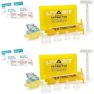 2 Pack Venom Extractor Suction Pump Kit, Snake Bite, Bee Sting, Emergency First Aid Supplies, Hiking, Camping, Backpacking | Insect Bug Spider & Rattlesnake Bite Treatment + Bonus CPR Shield