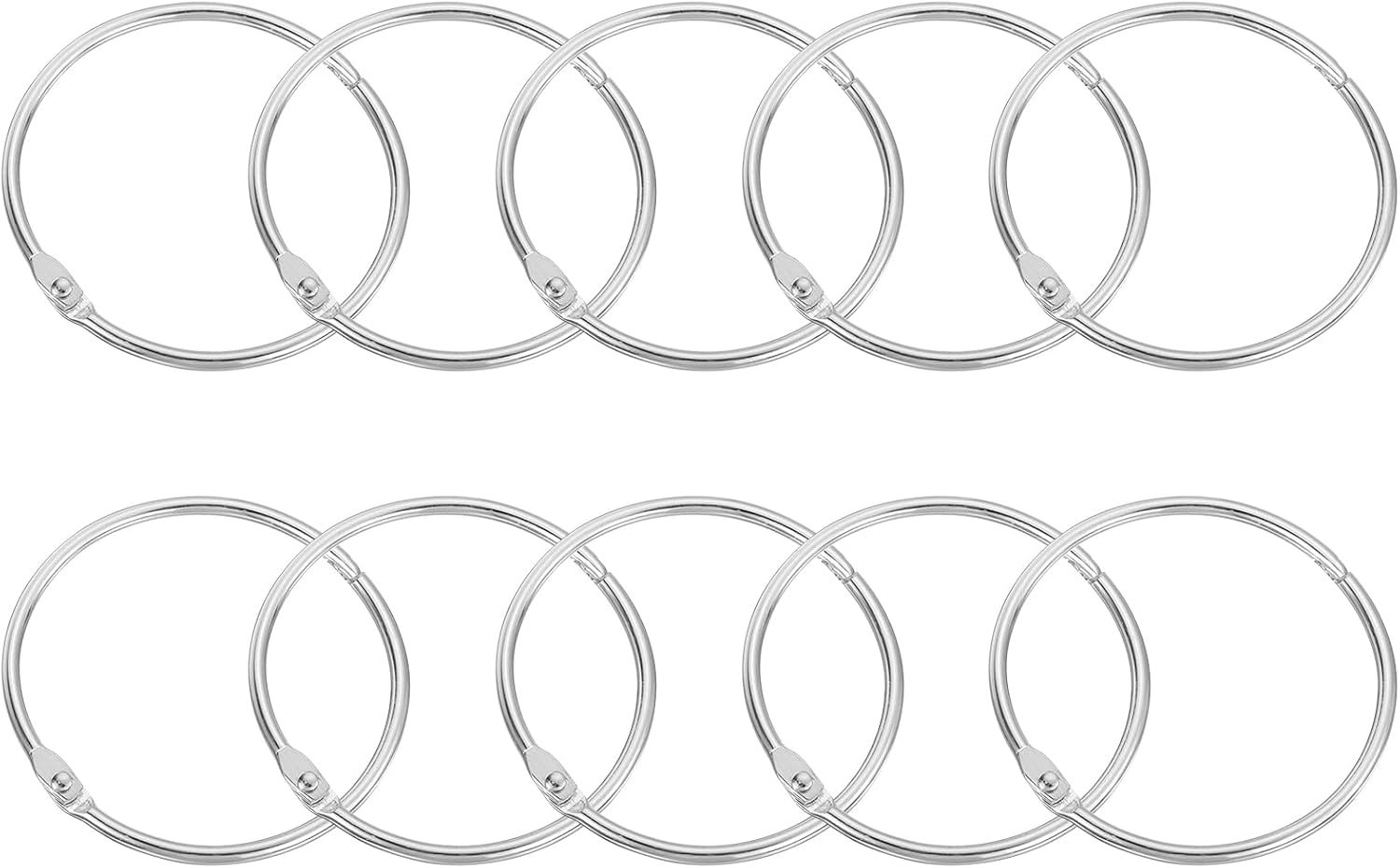 uxcell Shower Curtain Rings,20pcs - Carbon Steel Round Snap Shower Curtain Hooks, 3 Inch Loose Leaf Binder Rings for Shower Curtain Rods (Silver)