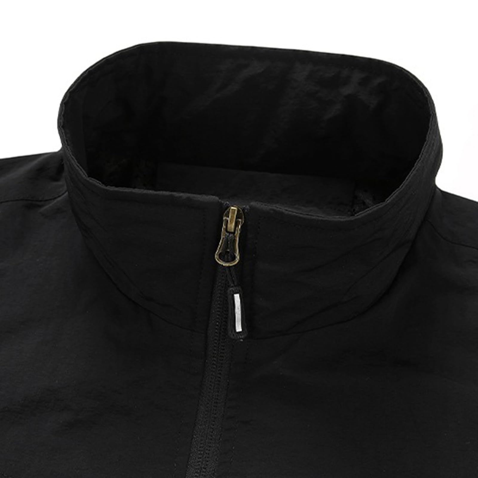 Generisch Giacca funzionale da uomo, con chiusura lampo, giacca da trekking, traspirante, leggera, softshell con colletto alto, con molte tasche, tinta unita, da lavoro
