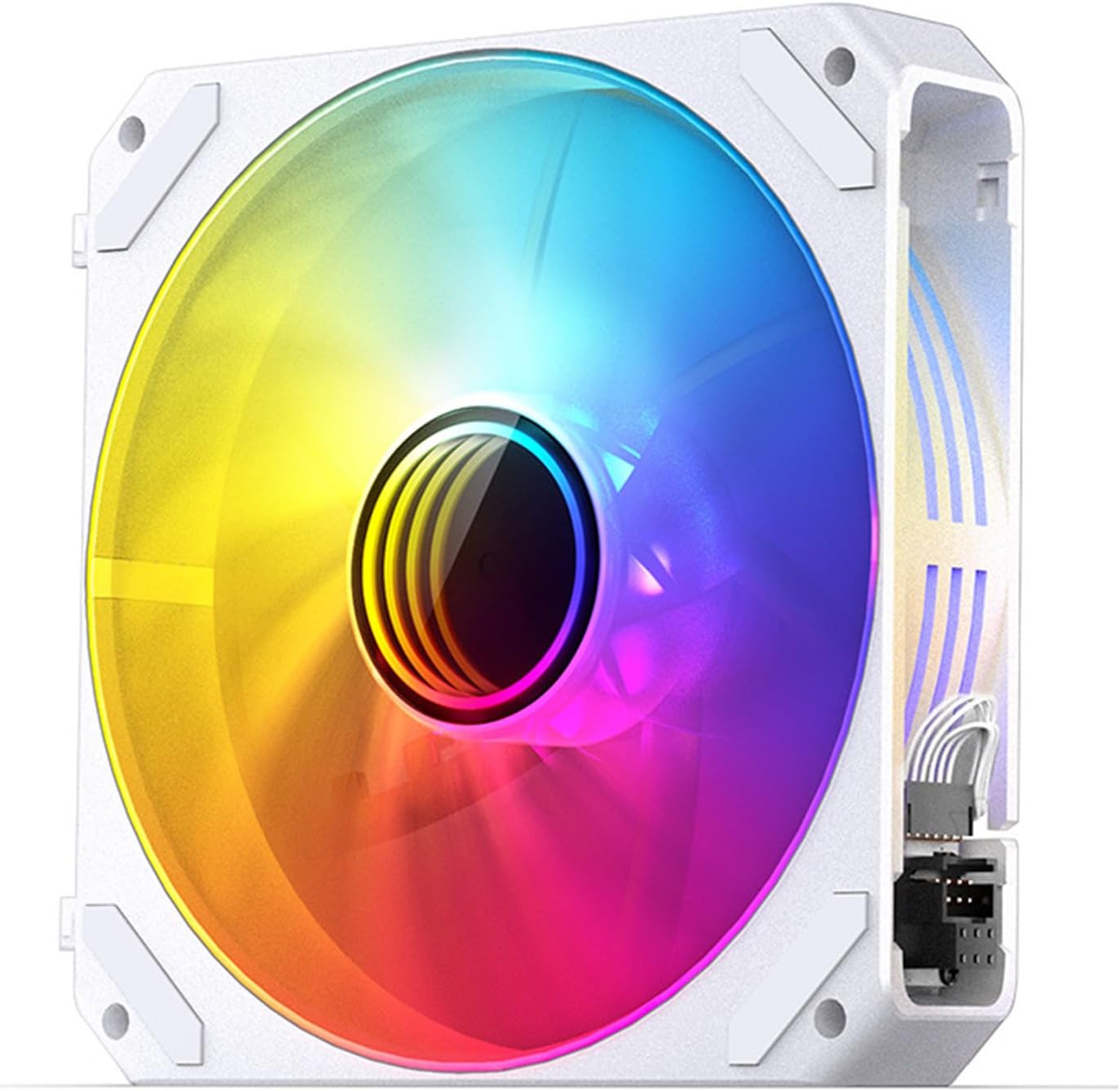 Computer Case Fan 120mm ARGB Fan for Computer Cases Sync CPU Cooler Radiator Colorful Case Fan 5V 3Pin PWM 120mm ARGB Fan, White