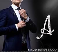 Vista 3 de ETHOON Broche de letras, broche de diamantes de imitación con inicial para mujer, manualidades, plateado A-Z, Joya