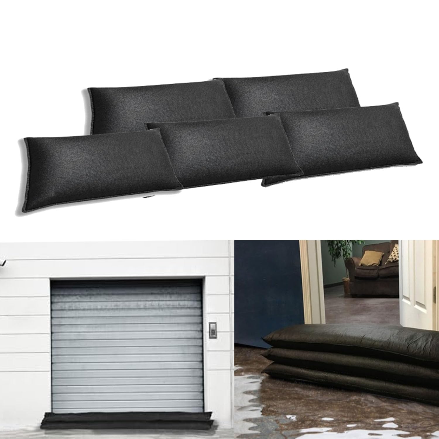 4 Stück Wasser aktivierte Sandsack für Hochwasserschutz Wasser absorbierende Hochwassersperre für Tür Garage Garten 20x90CM