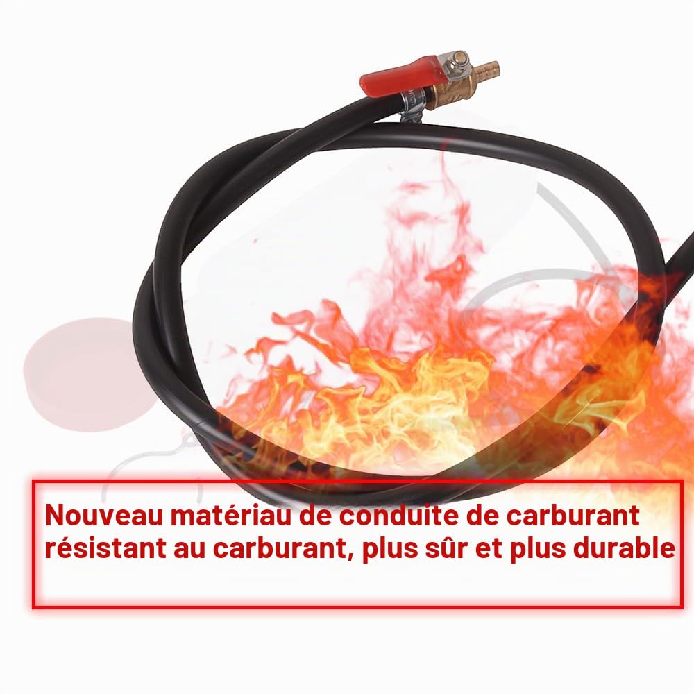 Oldbones Réservoir auxiliaire de gaz Réservoir universel pour moto Kit d'outils de réparation de réservoir de gaz Récipient de carburant 2L avec tuyau de carburant et soupape d'arrêt