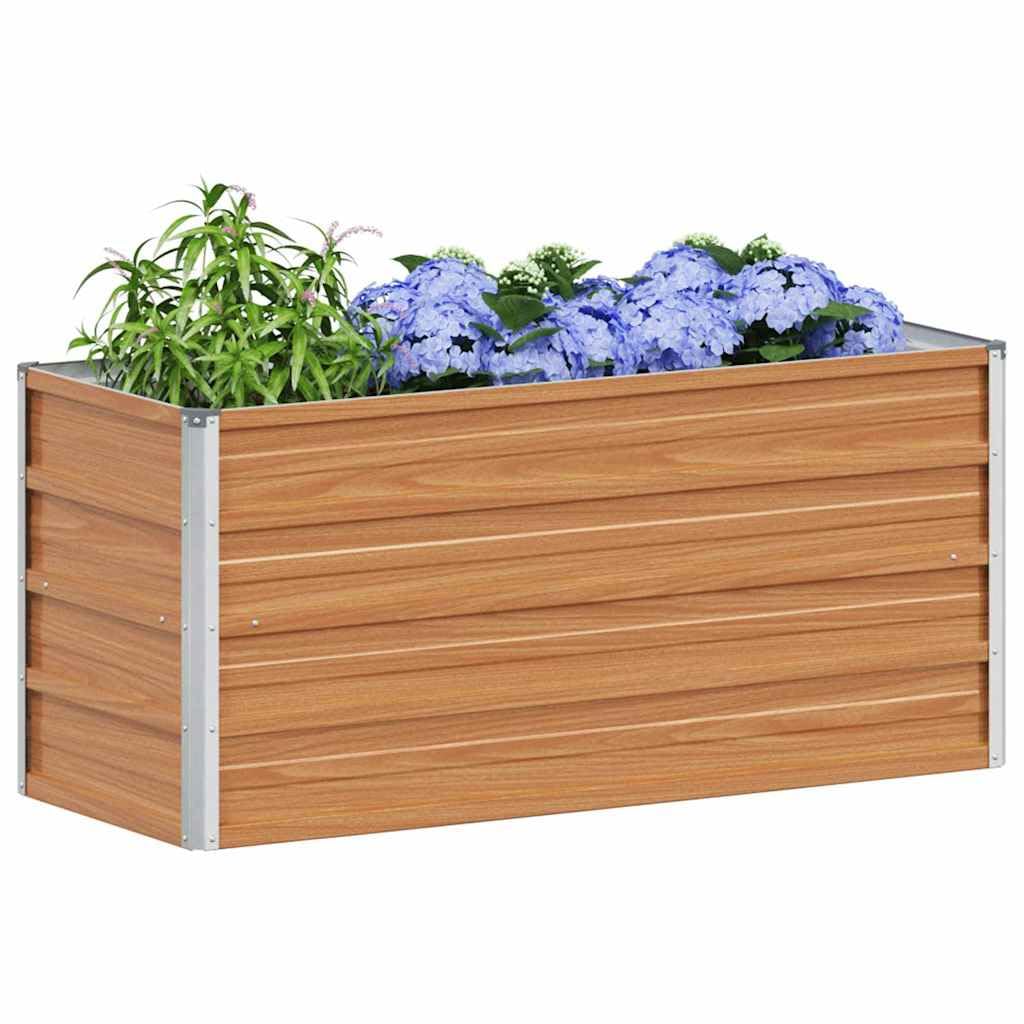 vidaXL Garden Raised Bed Light Brown 100 x 40 x 45 cm Galvanised Steel, Garden and Terrace, Durable Metal Planter, Raised Vegetable Bed, Outdoor Flower Box, Backyard Plant Container for Herbs