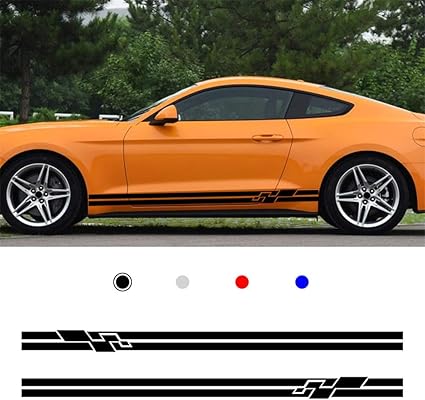 Amazon 車のサイドステッカー For Universal ストライプデザイン スタイリッシュストレートライン カッティング防水スカート装飾デカール 215 13cm ブラック Aペア おもちゃ おもちゃ
