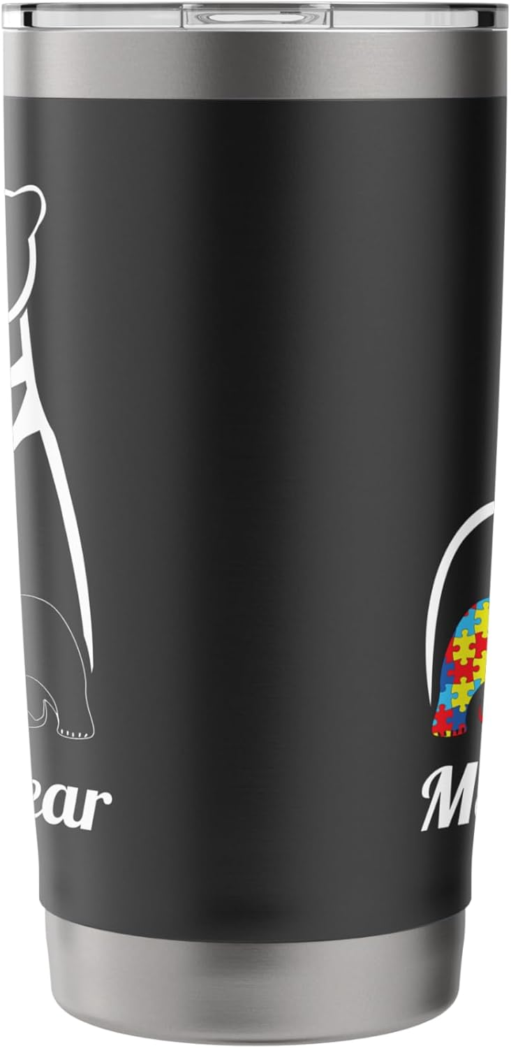 Autism Awareness Mama Bear Mom Autistic Child Stainless Steel Insulated Tumbler - Image 4