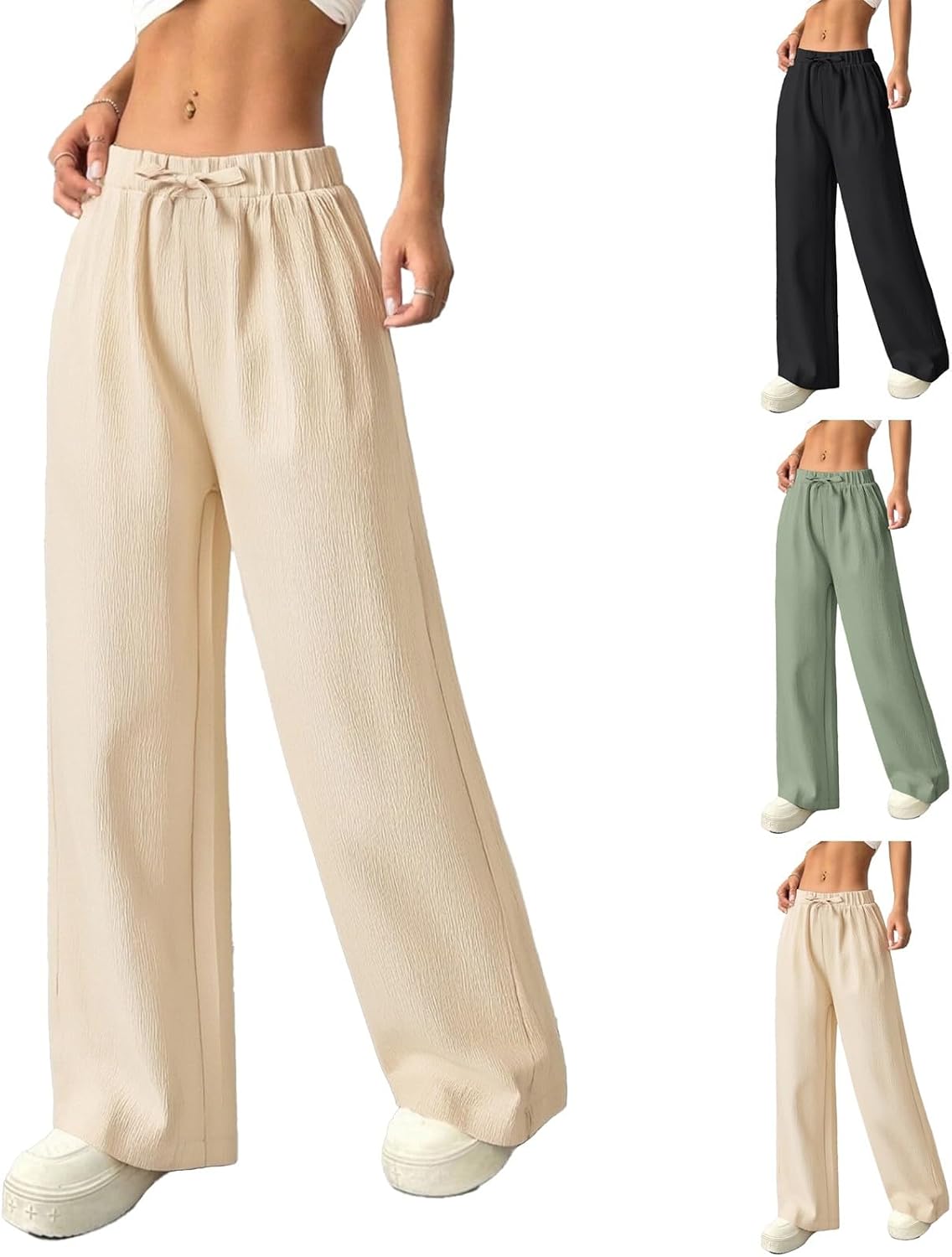 Girls Barrel Leg Sweatpants Kids Athletic Elastic Waist Wide Leg Joggers Pants with Pockets 5 to 14 Y