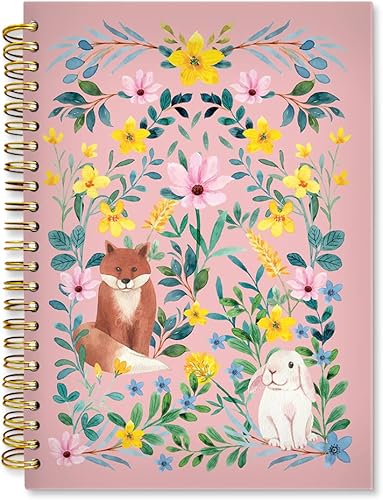 Cuaderno en espiral de jardín de acuarela para mujer diario de escritura de flores regalo para adolescentes y niñas cuaderno para diario para