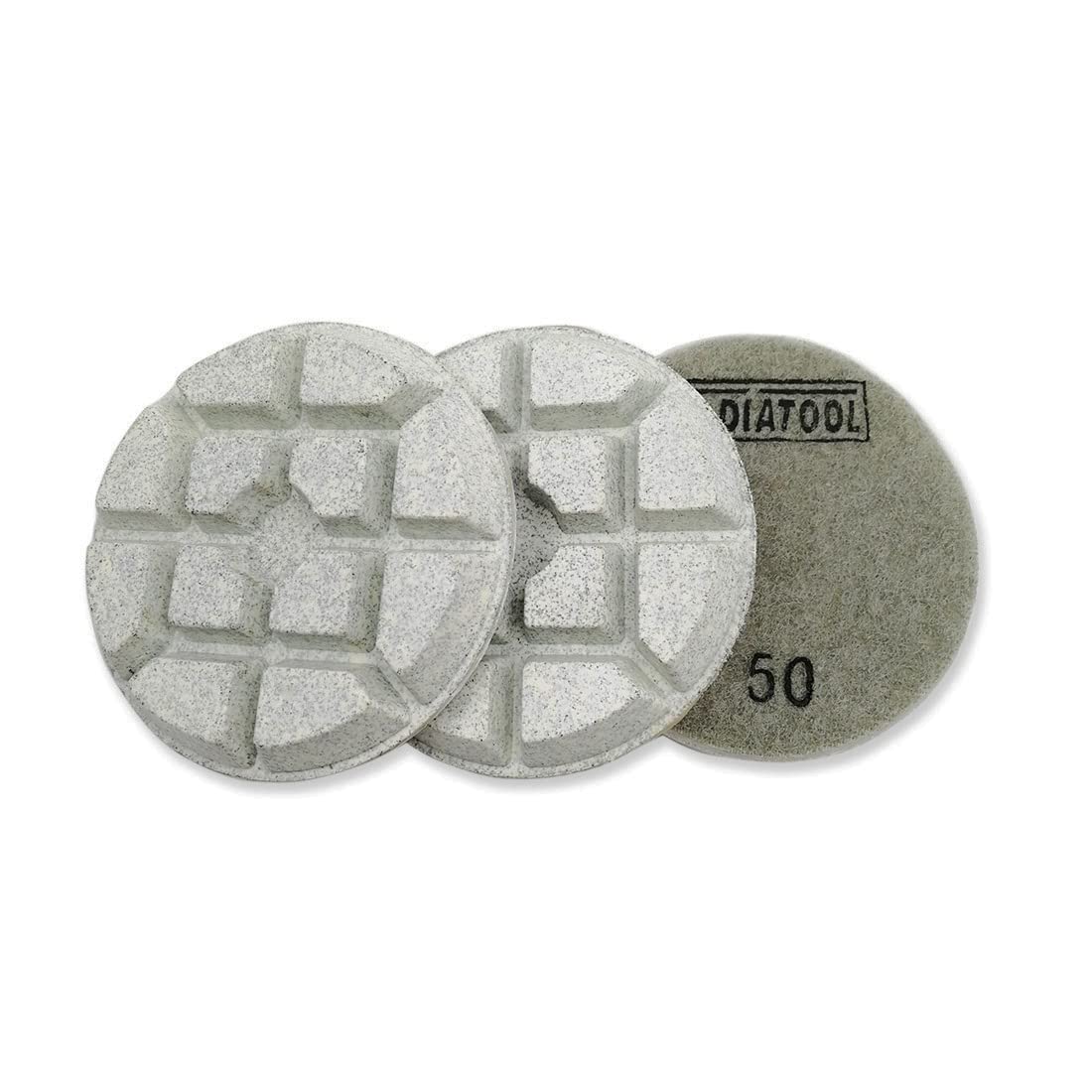 DT-DIATOOL Concrete Polishing Pads 3 inch/80mm for Concrete, Cement and Terrazzo Floors Processing, Repairing and Renovating, Dry or Wet Use Diamond