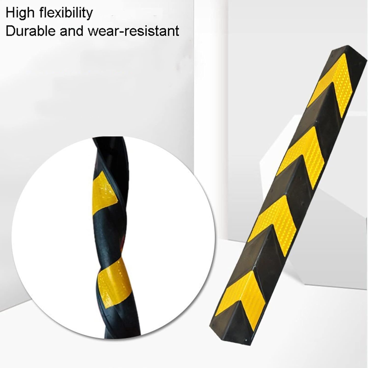 Garage Column Protector Reflective Yellow Strip Garage, Garage Wall Protector, Rubber Wall Edge and Bumpers Guards for Car Parking and Warehouse to Protect(Black+Yellow 4pcs)