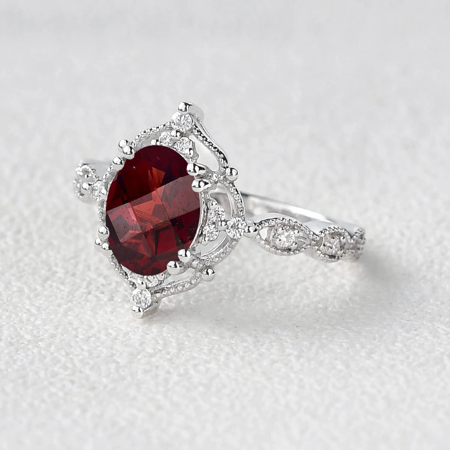 10K 14K 18K Gold 1 Carat Oval Gemstone Vintage Engagement Ring with Real Diamond for Women, Birthstone Wedding Promise Gift Ring for Her (I2-I3 Clarity) Alexandrite