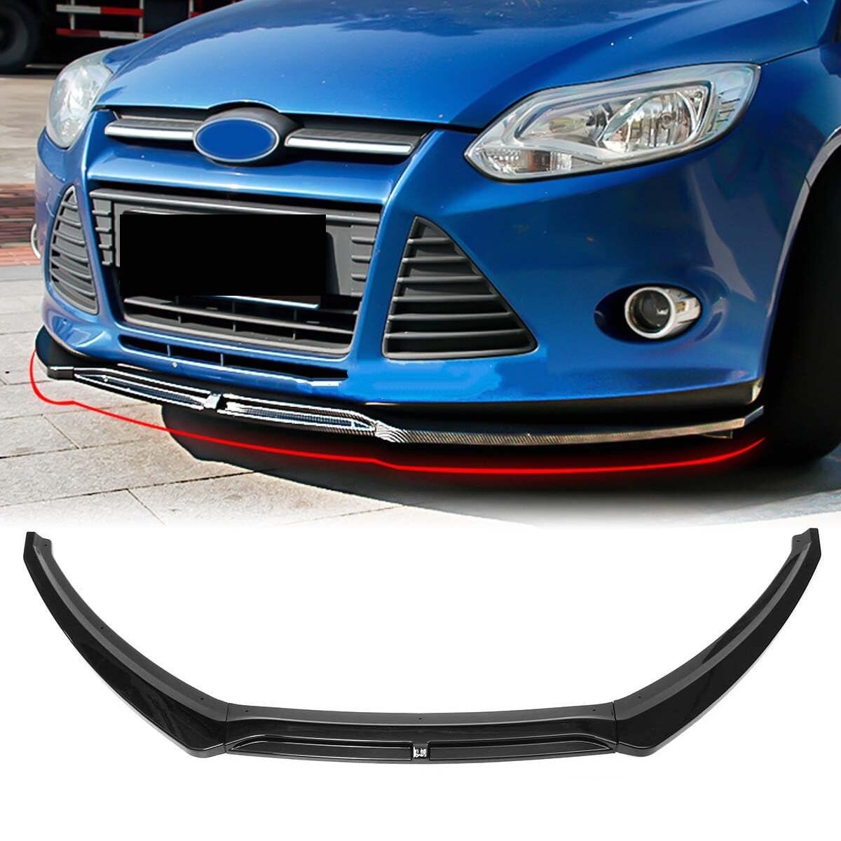 Dla Ford Dla Focus 2016-2018 Przedni Zderzak Samochodowy Spoiler Boczny Dolny Splitter Guard Ochrona Deflektora Body Kit Akcesoria Samochodowe(Carbon Fiber Look)