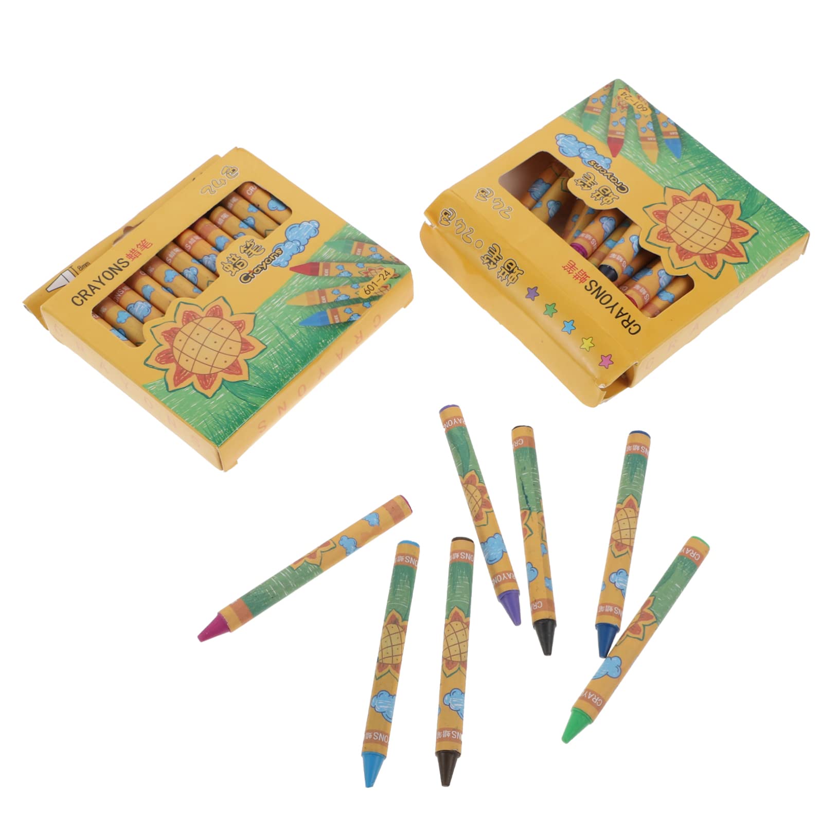 KONTONTY 48Pcs Color Crayon Boxed Packs of Assorted Crayons for School Art Lessons Birthday Comfortable Grip Non Messy for Home and Classroom Use