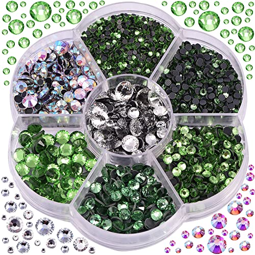 Blinginbox 3000 Stück Mischgrößen DMC Hot Fix Rhinestone Glas Strass Rot Hotfix Strasssteine Eisen auf Steinen für Kleidungsstück Lt.Peridot