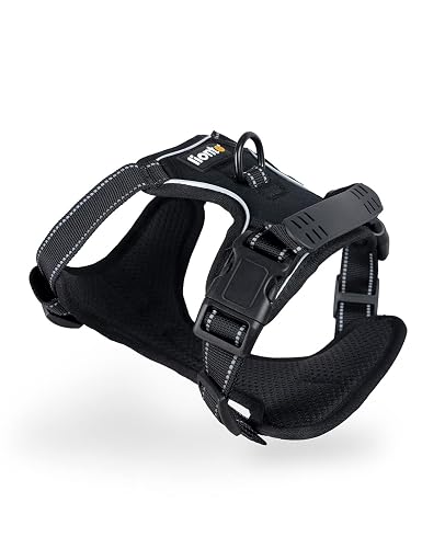 lionto Arnés para Perros Acolchado Anti tirones Reflectante Arnés de Seguridad Ajustable, Talla XL, Negro
