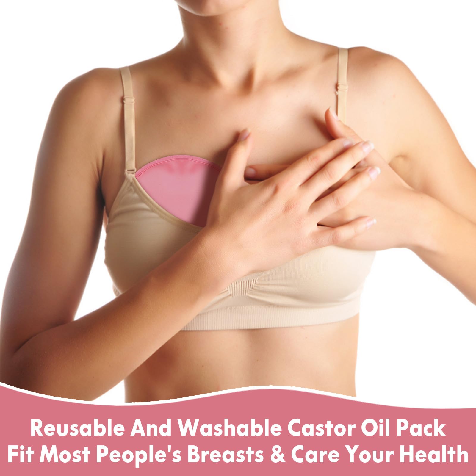 Alasum 2 Pcs Castor Oil Breast Packs with Skin-friendly Cloth Pads and Storage Bag, Reusable, Adorable and Gentle Breast Wraps for Nursing, Measuring 9.63x9.63x0.12 Inches — view 8