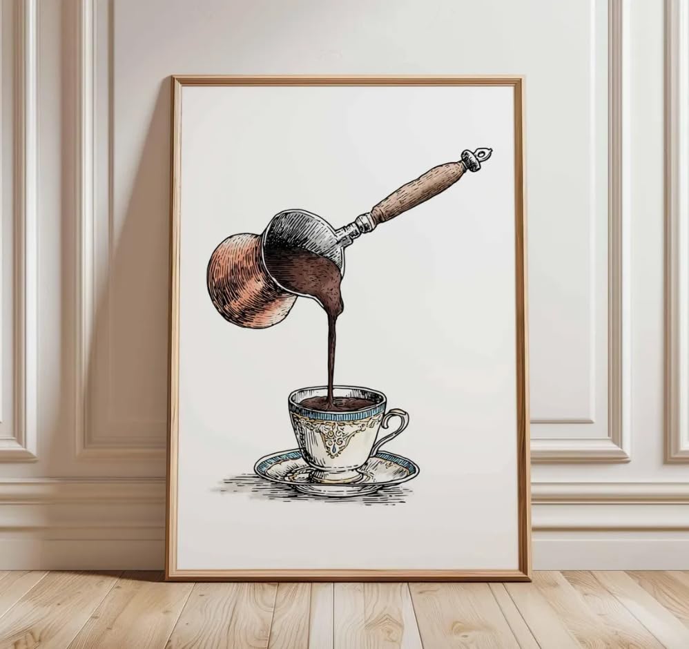 Illustration traditionnelle du café turc Rumlly affiche de cuisine artistique vintage 90x140cm