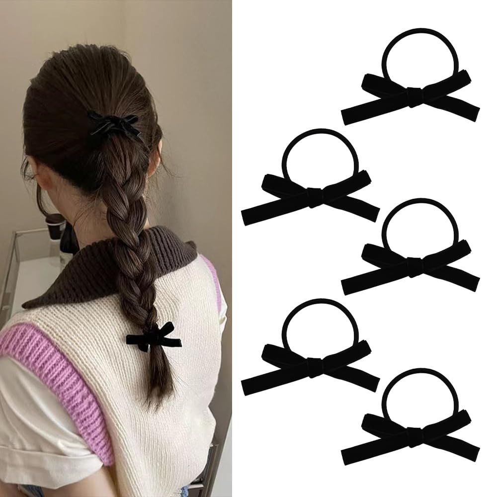 4pcs Hair Ties with Small Bows Bowknot Halloween Hair 