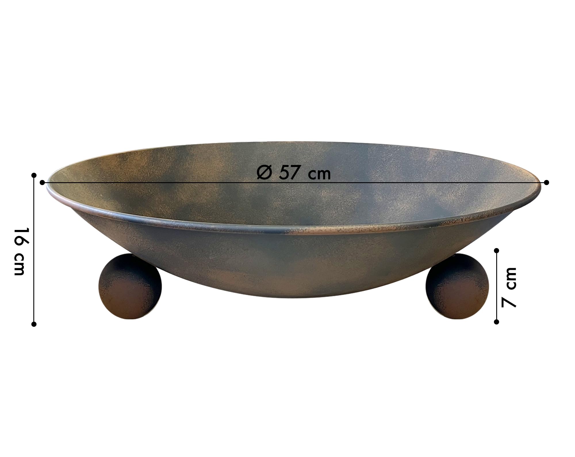 IlGruppone Braciere da Giardino Ø57 Cm Cesto da Fuoco Design Moderno Colore Ruggine con Fori Drenaggio