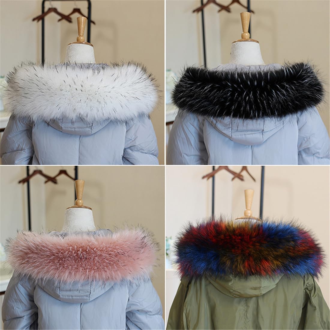 ECYC Women Faux Fur Collar Scarf, Plush Neck Warmer Scarf Wrap Winter Warm Collar Shawl Furry Cold Weather Scarves for Women