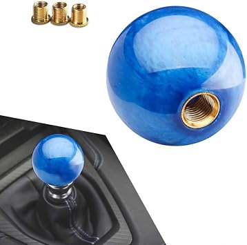 Car Gear Shift Knob, 2.13" Round Shifter Ball Head with 3 Size Adapters, Enhanced Grip Personalized Interior Decoration, Universal Modification Accessory for Most Manual Cars Blue