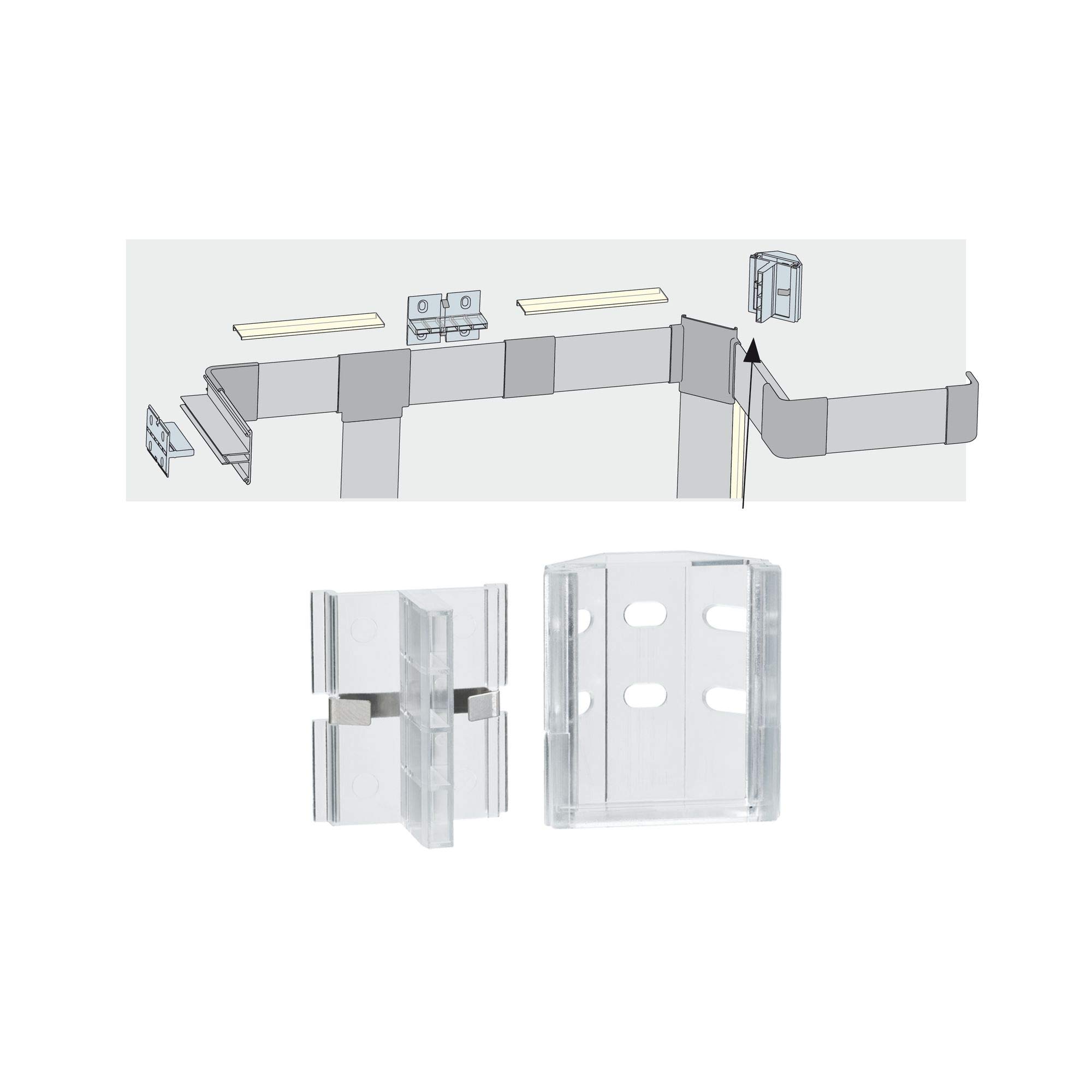 Paulmann 70221 Clix mounting in Room Corners 2-Pack Duo Profile Accessory Transparent can be Combined with YourLED and MaxLED Strips