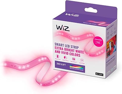 WiZ Tunable White and Color Lightstrip 2m Starter Set (1.600 lm), LED Streifen mit 16 Mio. Farben oder warm- bis kaltweißem dimmbarem Licht, smarte Lichtsteuerung über WLAN per Stimme/App