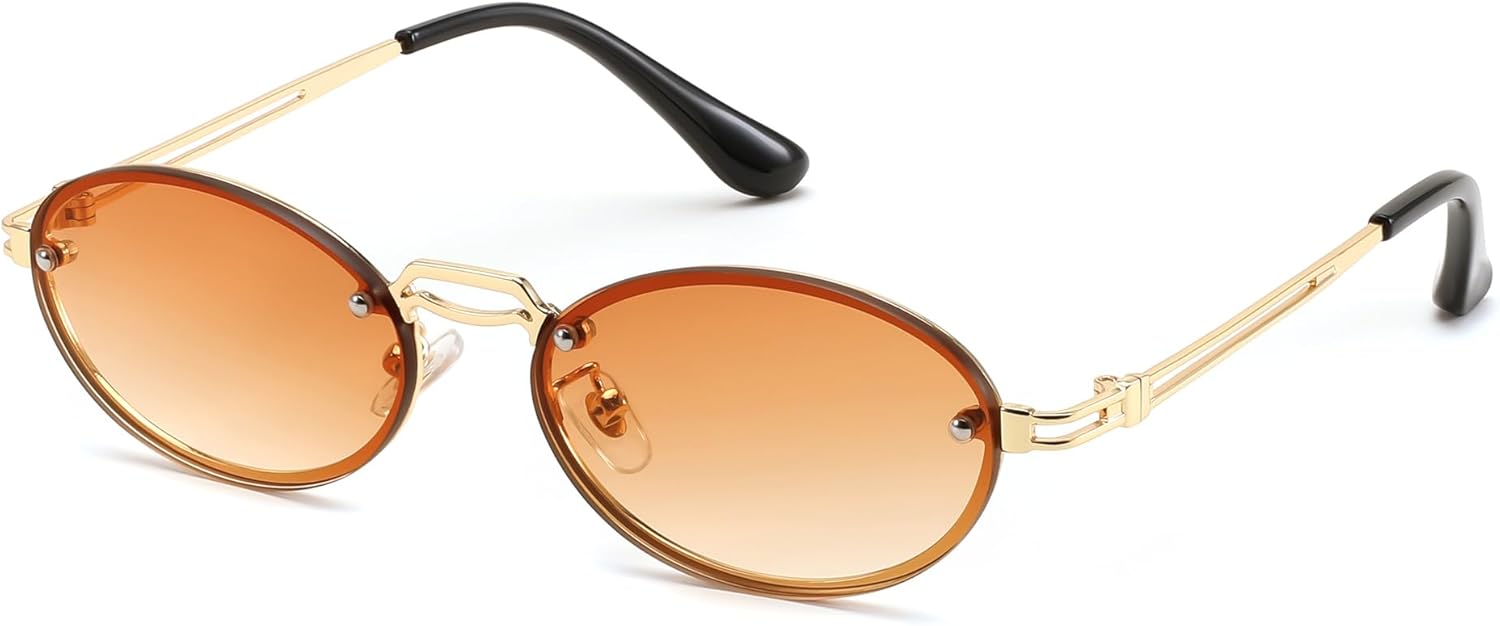 FEISEDY Retro Oval Sunglasses for Women Men Trendy Sun Glasses Classic Metal Shades UV400 Protection B0245 - Image 2