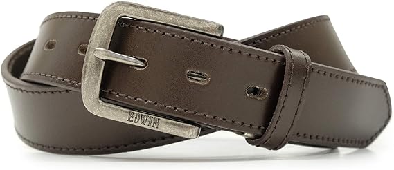 Amazon Edwin エドウィン ベルト メンズ 牛革 床革 ダークブラウン ベルト 通販