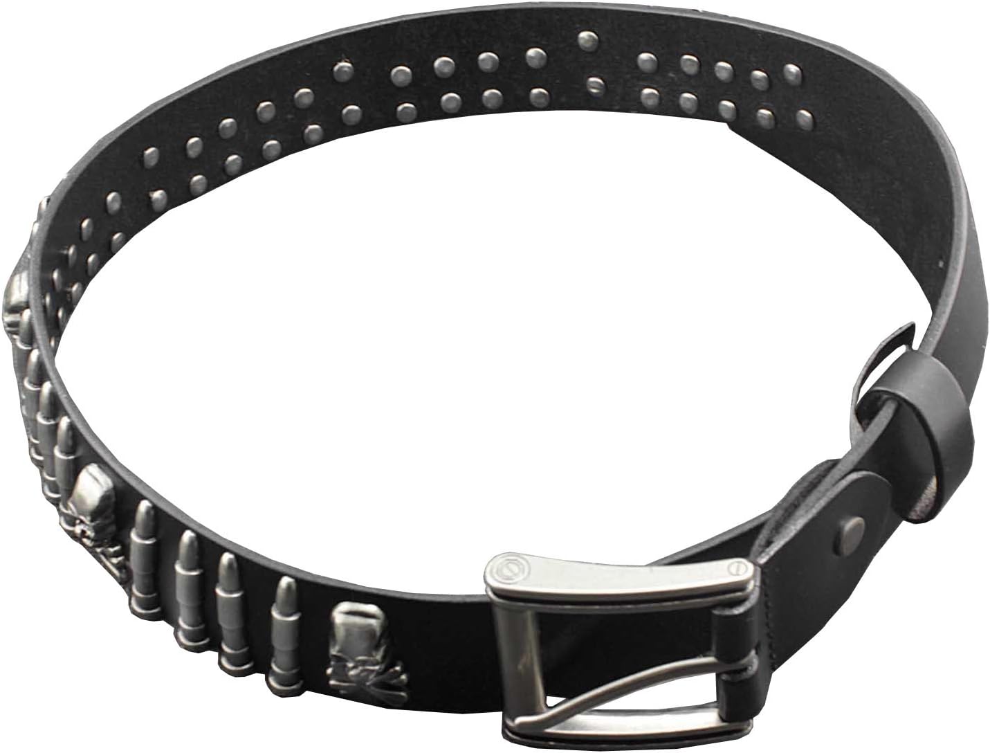 punkman2000 Cool Mens Bullet Skull Stud Punk Rock Biker Real Leather Belt Waistband - Image 6