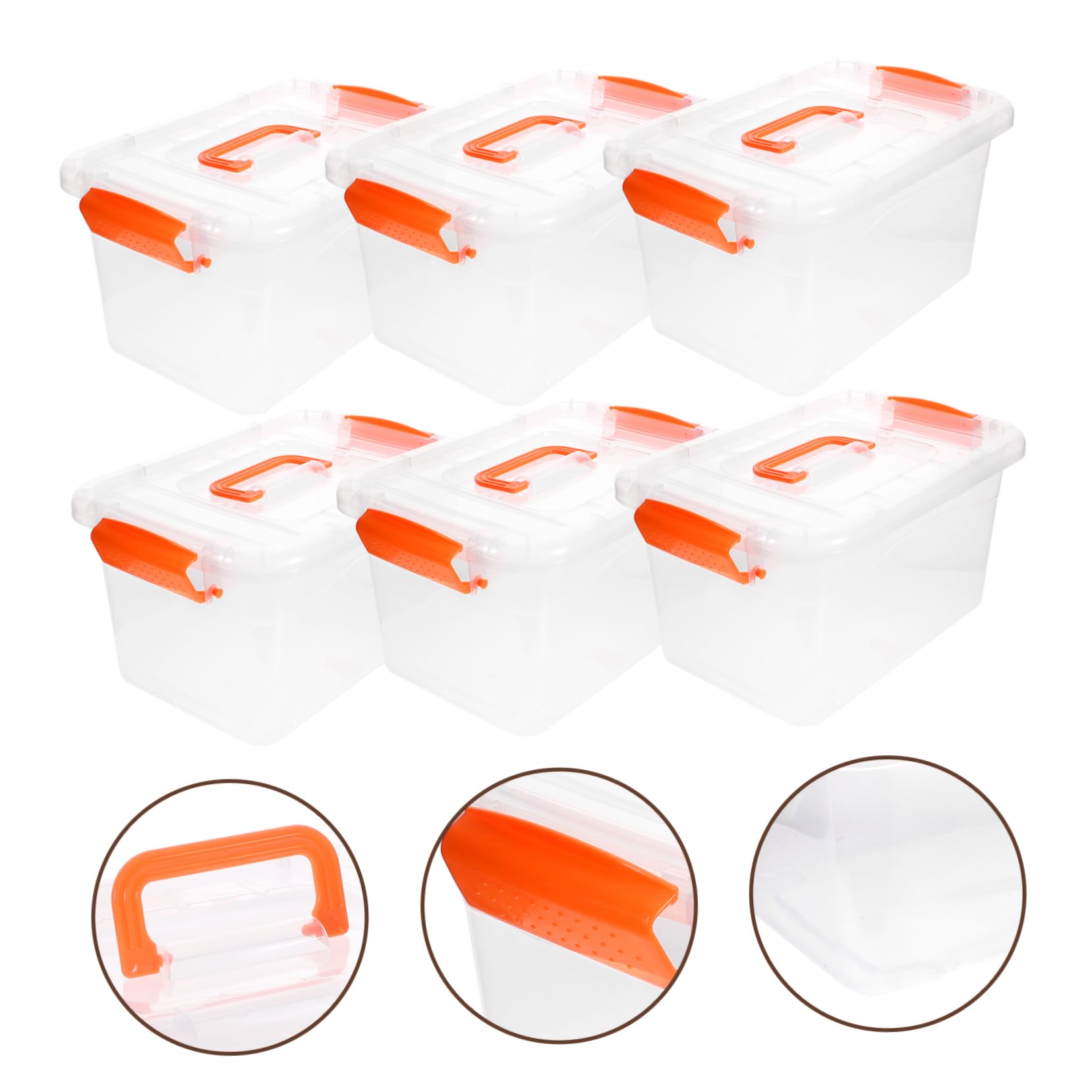 Vaguelly Cajas De Almacenamiento Transparentes 3 Litros, Grandes Tapa y Asa, Plástico Resistente, Para Organización En Hogar y Cocina, Set De 6 Piezas Para Uso Portátil y Diario