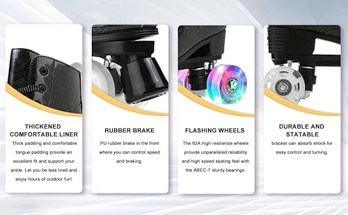 Miniatura 15 de XUDREZ Roller Skates for Women, Holographic High Top PU Leather Rollerskates, Shiny Double-Row Four Wheels Skates Patines for Women Men Boys and