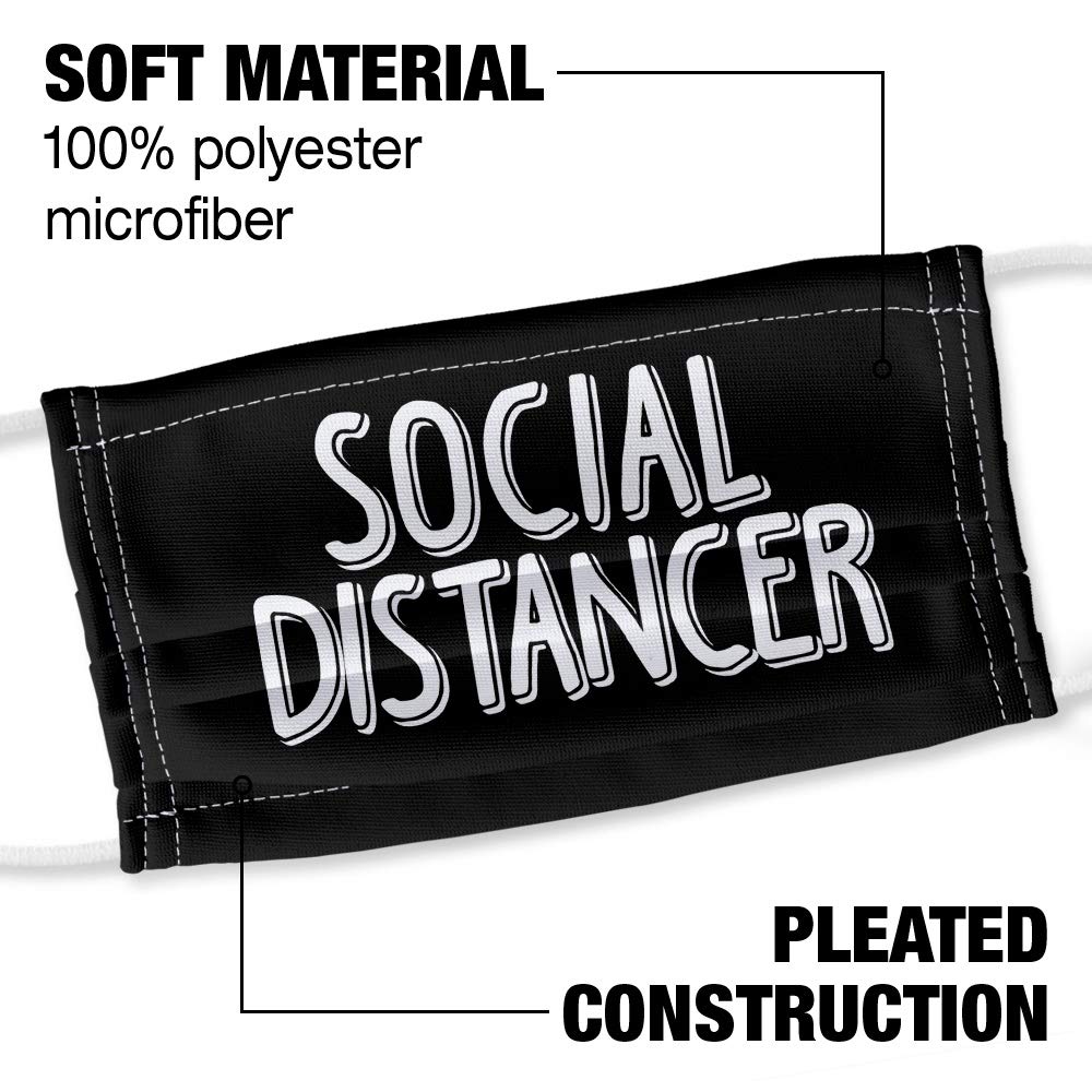 Social Distancer 1-Ply Reusable Face Mask Covering with Adjustable Nose Wire, Unisex