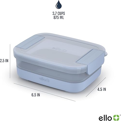 Miniatura 3 de Ello Juego de 5 recipientes de plástico de 3.7 tazas para preparar comidas, sin BPA, con funda de silicona y tapas de plástico herméticas, apto para
