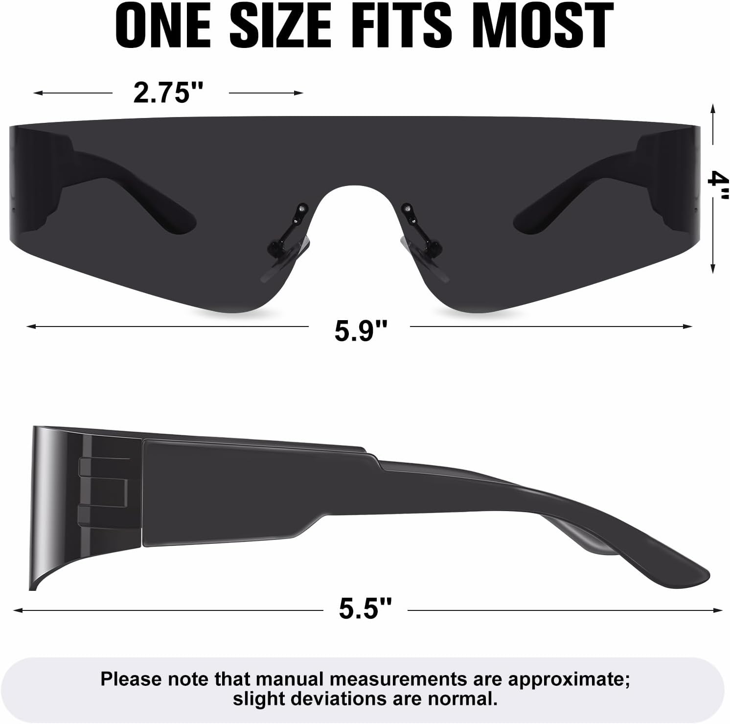 Futuristic Wrap Around Sunglasses Y2K Silver Trendy Rimless Glasses Cyberpunk Eyewear for Women Men Rave Party