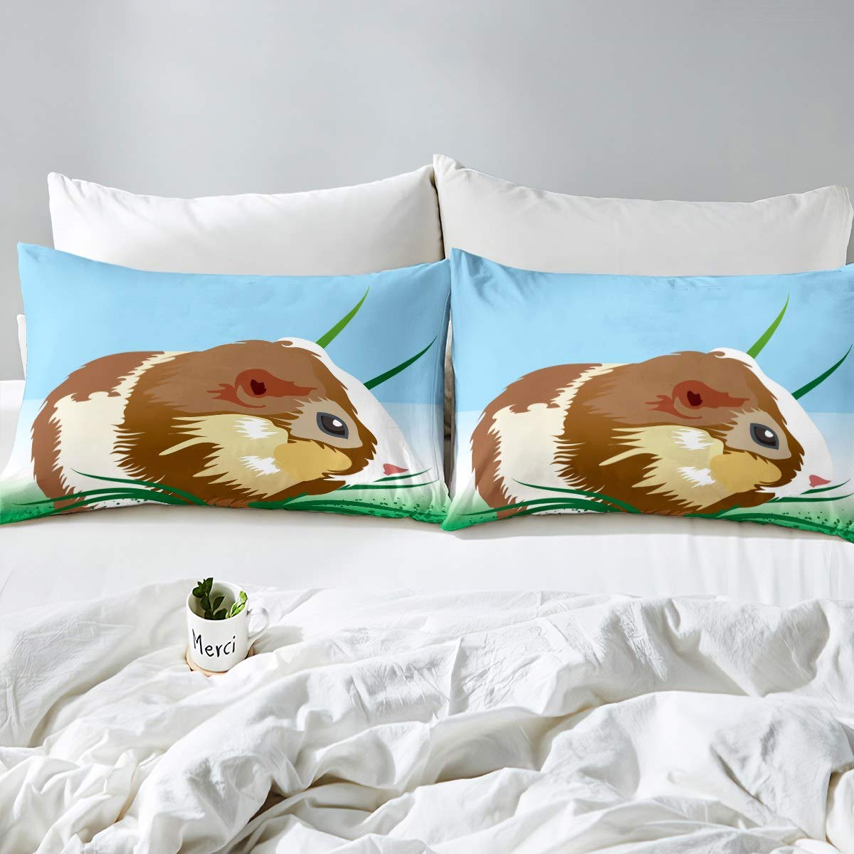 Set Biancheria Da Letto Bambini Con Porcellini D'India - Copripiumino 135x200 + Federa 80x80 - Microfibra Morbida, Stampa 3D