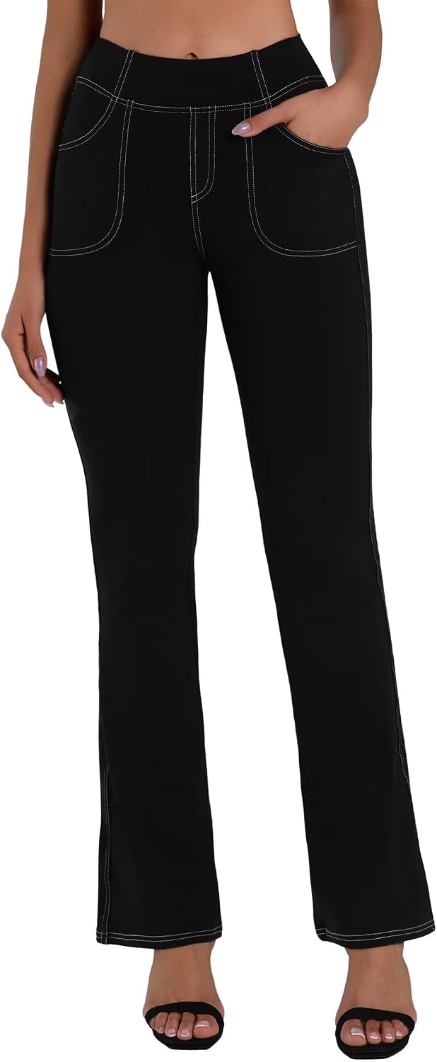 Sunzel Flare Leggings for Women High Waist Workout Leggings with Pockets Tummy Control Wide Leg Flared Yoga Pants