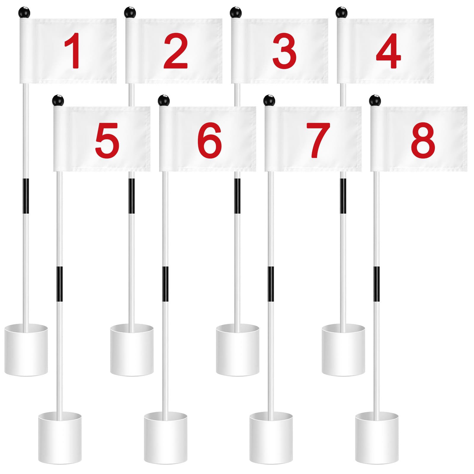10 Set Golf Flagsticks Putting Green Flags for Yard, Normal, Mixed