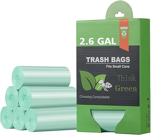 AYOTEE Bolsas de basura pequeñas de 2.6 galones, bolsas de basura compostables para baño, 125 bolsas de compostaje para cocina, baño, oficina, 10