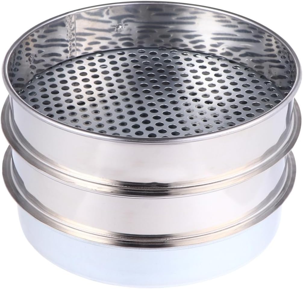 3pcs Stainless Steel Sifting Pan Mesh Filter Compost and Debris for Plant Gardening