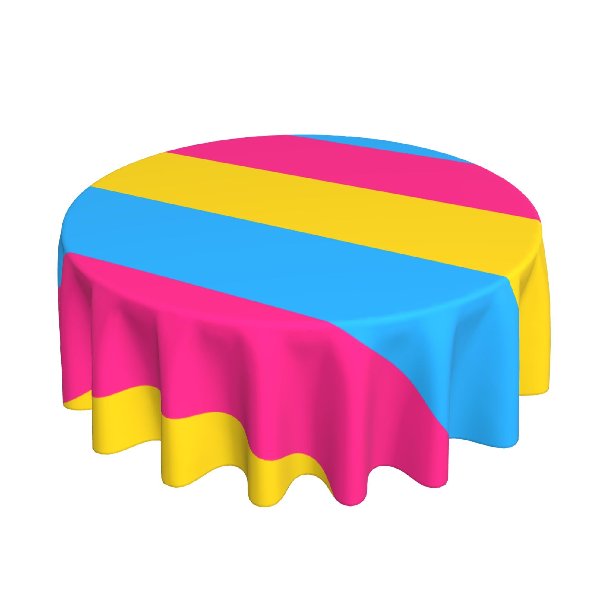 HLBSDM Pansexuality Pride Flag 60" Restaurant Circle Decor Tablecloth Festive Table Cover Round Art Desk Cloth